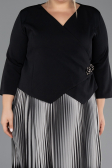 Midi Black Chiffon Plus Size Cocktail Dress ABK2694