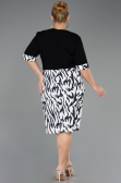 Midi Black-White Chiffon Plus Size Cocktail Dress ABK2695