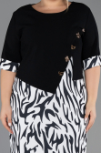 Midi Black-White Chiffon Plus Size Cocktail Dress ABK2695