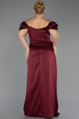 Burgundy Long Satin Plus Size Evening Dress ABU1626