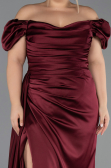 Burgundy Long Satin Plus Size Evening Dress ABU1626