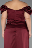 Burgundy Long Satin Plus Size Evening Dress ABU1626