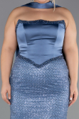 Long Indigo Beaded Plus Size Evening Dress ABU6258