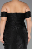 Midi Black Chiffon Plus Size Cocktail Dress ABK2701