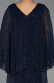 Long Navy Blue Stony Plus Size Evening Dress ABU6653
