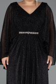 Long Black Stony Plus Size Evening Dress ABU6653