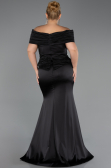 Black Long Satin Oversized Evening Dress ABU5878