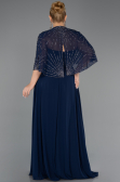 Long Navy Blue Chiffon Formal Plus Size Dress ABU6529