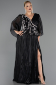 Long Black Chiffon Plus Size Evening Gown ABU6619