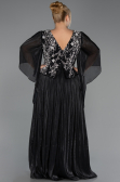 Long Black Chiffon Plus Size Evening Gown ABU6619