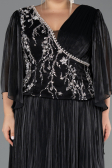 Long Black Chiffon Plus Size Evening Gown ABU6619