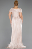 Long Beige Chiffon Plus Size Evening Gown ABU6604