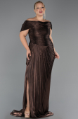 Long Brown Chiffon Formal Plus Size Dress ABU6604