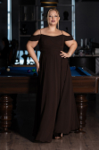 Long Brown Chiffon Plus Size Evening Gown ABU6646