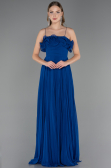 Sax Blue Strapless Long Chiffon Prom Gown ABU4866