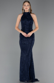 Long Navy Blue Dantelle Evening Dress ABU6084