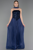 Long Navy Blue Chiffon Evening Dress ABU6533