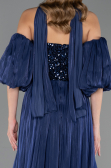 Long Navy Blue Chiffon Evening Dress ABU6533