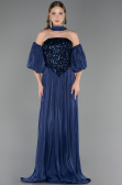 Long Navy Blue Chiffon Evening Dress ABU6533