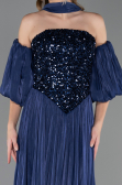 Long Navy Blue Chiffon Evening Dress ABU6533