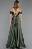 Long Olive Drab Satin Evening Dress ABU4703