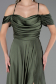 Long Olive Drab Satin Evening Dress ABU4703