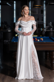 Long White Satin Evening Dress ABU5054