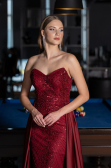 Long Burgundy Beaded Evening Dress ABU6673