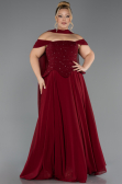 Long Burgundy Chiffon Plus Size Evening Gown ABU6684