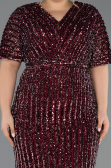 Midi Burgundy Plus Size Cocktail Dress ABK2704