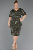 Midi Olive Drab Plus Size Cocktail Dress ABK2704
