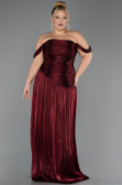 Long Burgundy Chiffon Plus Size Evening Gown ABU6685