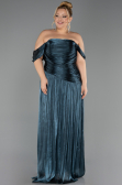 Long Oil Green Chiffon Plus Size Evening Gown ABU6685