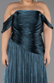 Long Oil Green Chiffon Plus Size Evening Gown ABU6685