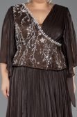 Long Brown Chiffon Plus Size Evening Gown ABU6619