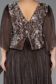 Long Brown Chiffon Plus Size Evening Gown ABU6619