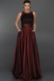 Bordo Tafta Kumaş Prenses Abiye W6017