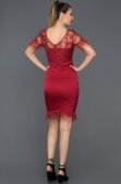 Bordo Payetli Kısa Elbise ABK050