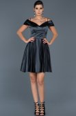 Short Anthracite Satin Invitation Dress ABK309