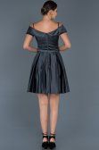 Short Anthracite Satin Invitation Dress ABK309