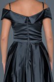 Short Anthracite Satin Invitation Dress ABK309