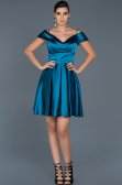 Short Oil Green Satin Invitation Dress ABK309