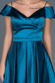 Short Oil Green Satin Invitation Dress ABK309