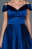 Short Sax Blue Satin Invitation Dress ABK309