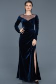 Long Lacivert Velvet Evening Dress ABU527