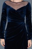 Long Lacivert Velvet Evening Dress ABU527