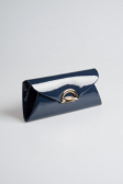 Navy Blue Patent Leather Portfolio Bag V452