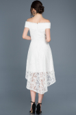 Front Short Back Long White Laced Prom Gown ABO018