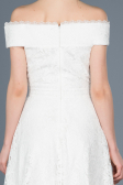 Front Short Back Long White Laced Prom Gown ABO018