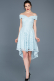 Front Short Back Long Blue Laced Prom Gown ABO018